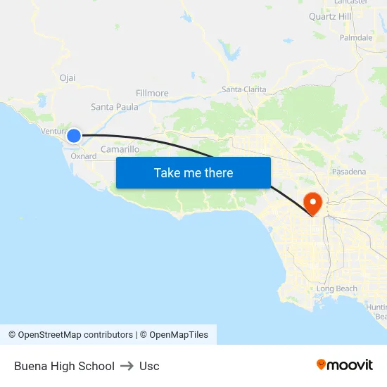 Buena High School to Usc map