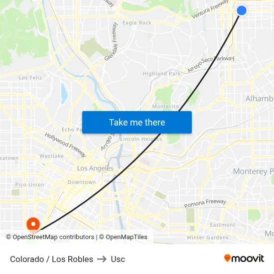 Colorado / Los Robles to Usc map