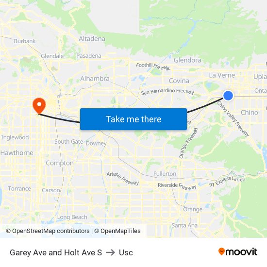Garey Ave and Holt Ave S to Usc map