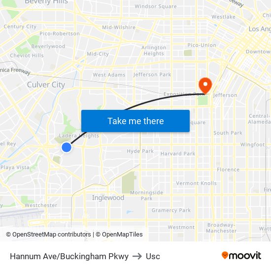 Hannum Ave/Buckingham Pkwy to Usc map