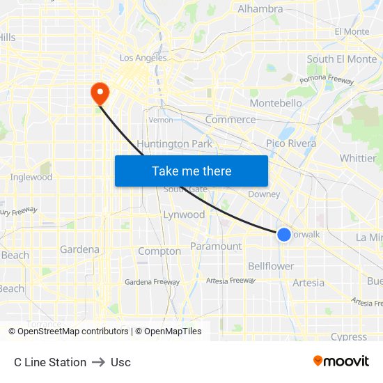 C Line Station to Usc map