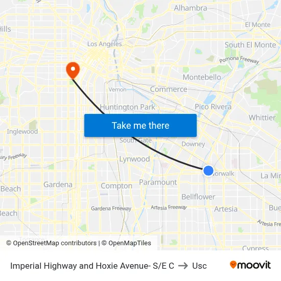Imperial Highway and Hoxie Avenue- S/E C to Usc map