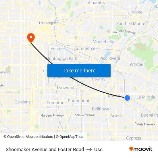 Shoemaker Avenue and Foster Road to Usc map