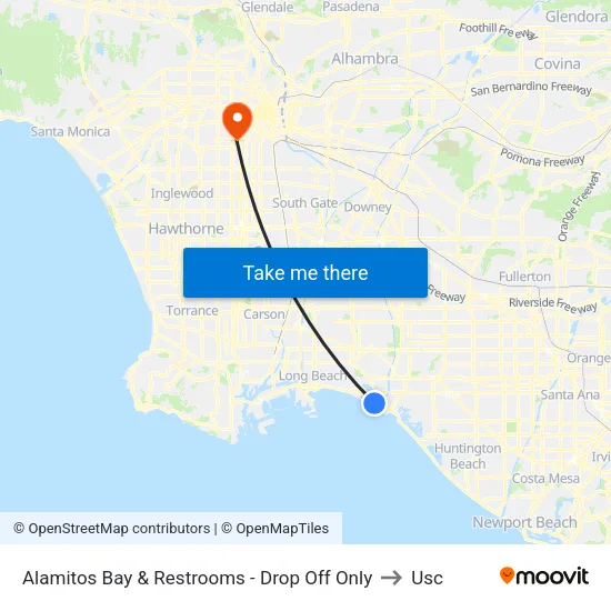 Alamitos Bay & Restrooms - Drop Off Only to Usc map
