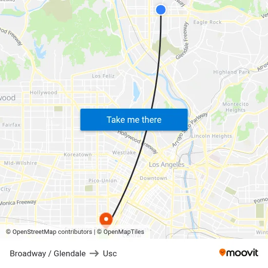 Broadway / Glendale to Usc map