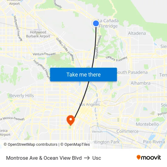 Montrose Ave & Ocean View Blvd to Usc map