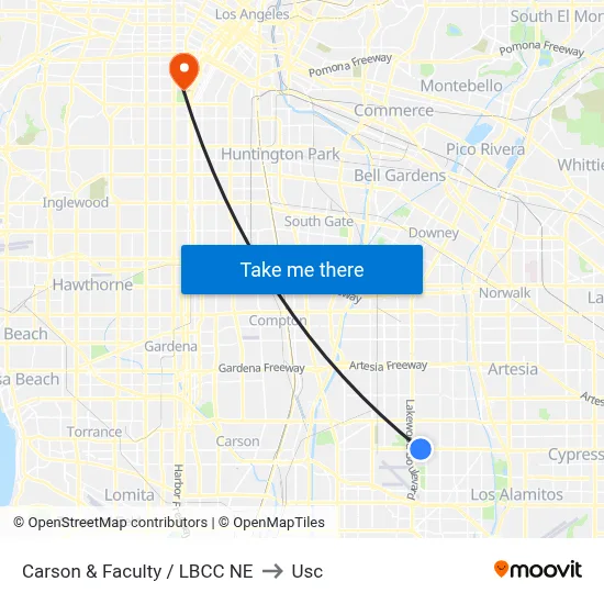 Carson & Faculty / LBCC NE to Usc map