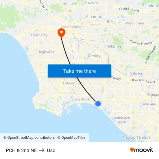 PCH & 2nd NE to Usc map