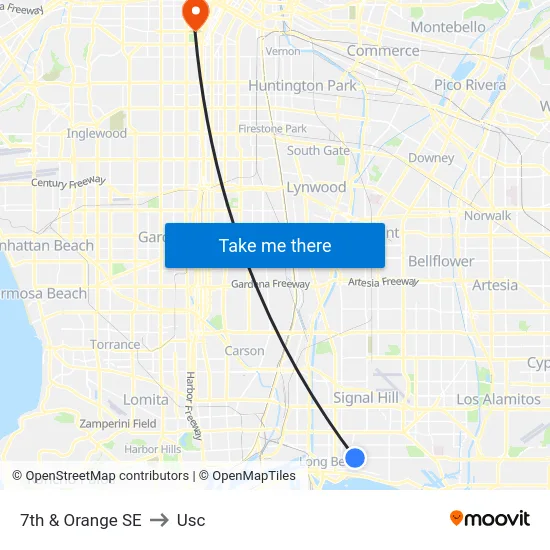 7th & Orange SE to Usc map