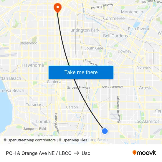 PCH & Orange Ave NE / LBCC to Usc map