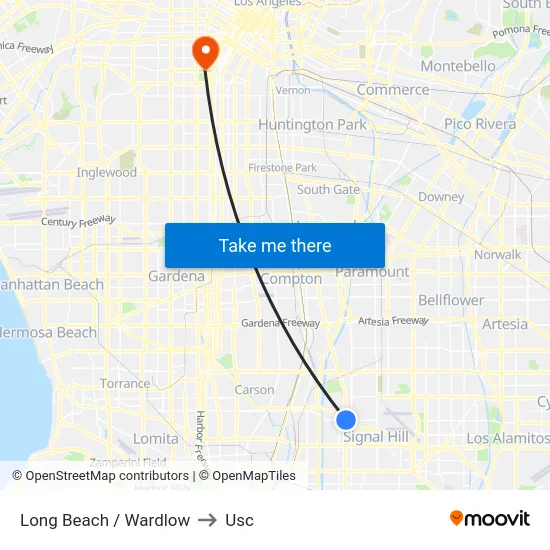 Long Beach / Wardlow to Usc map
