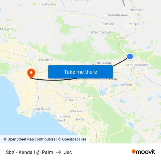 SbX - Kendall @ Palm to Usc map