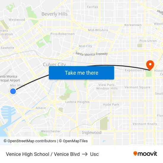 Venice High School / Venice Blvd to Usc map