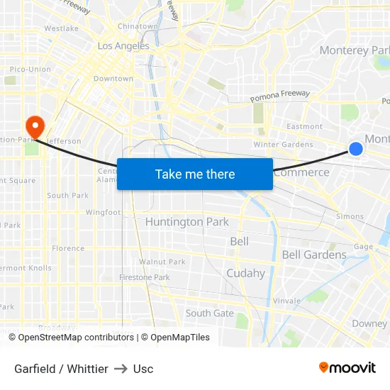 Garfield / Whittier to Usc map
