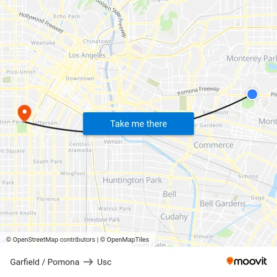 Garfield / Pomona to Usc map