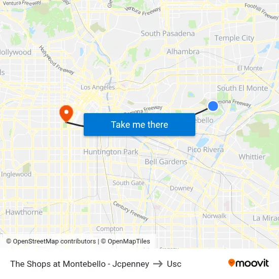 The Shops at Montebello - Jcpenney to Usc map