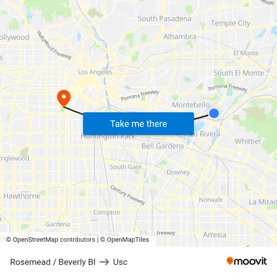 Rosemead / Beverly Bl to Usc map