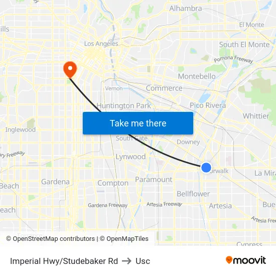 Imperial Hwy/Studebaker Rd to Usc map