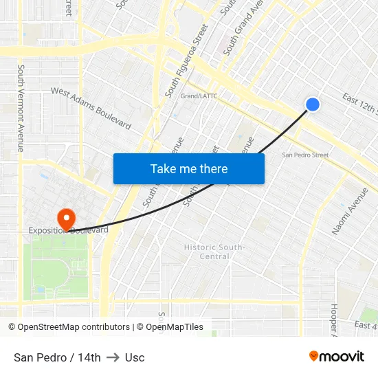 San Pedro / 14th to Usc map