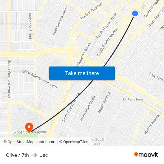 Olive / 7th to Usc map