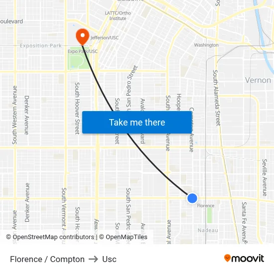 Florence / Compton to Usc map