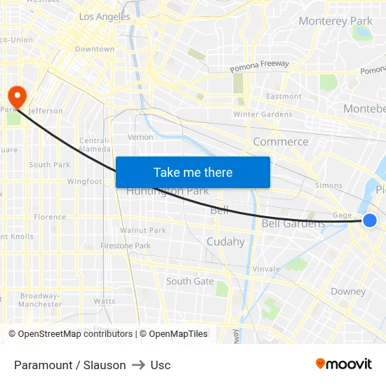 Paramount / Slauson to Usc map