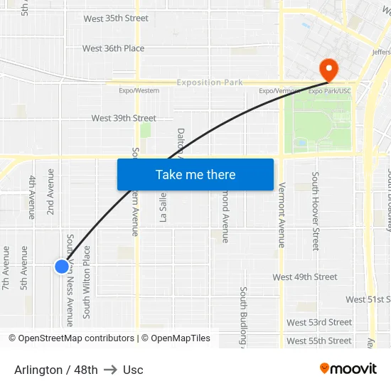 Arlington / 48th to Usc map