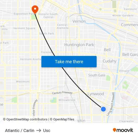 Atlantic / Carlin to Usc map