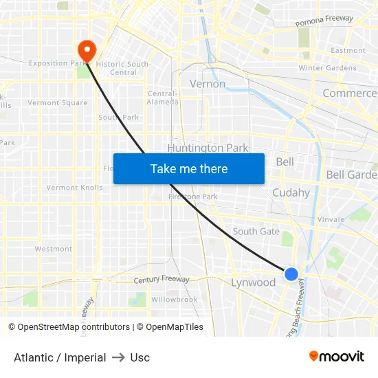 Atlantic / Imperial to Usc map