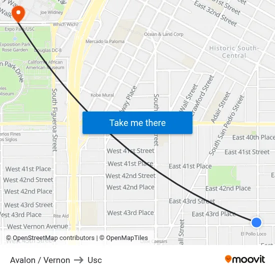 Avalon / Vernon to Usc map