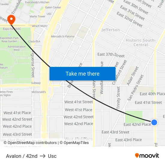 Avalon / 42nd to Usc map