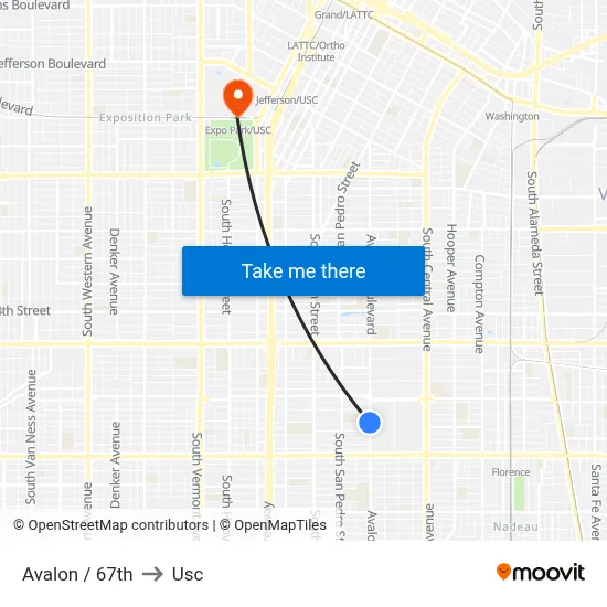 Avalon / 67th to Usc map