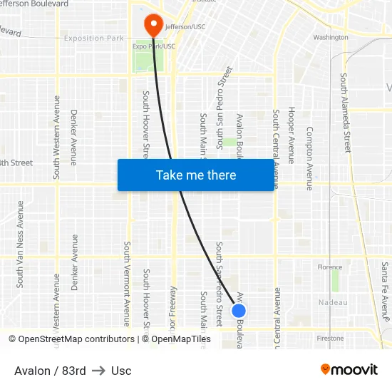Avalon / 83rd to Usc map