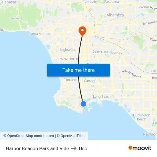 Harbor Beacon Park and Ride to Usc map