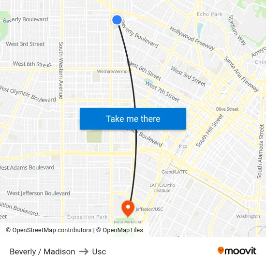 Beverly / Madison to Usc map