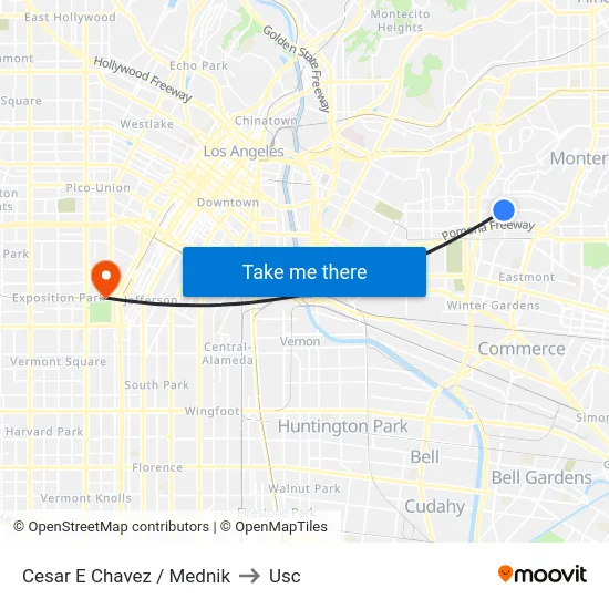 Cesar E Chavez / Mednik to Usc map