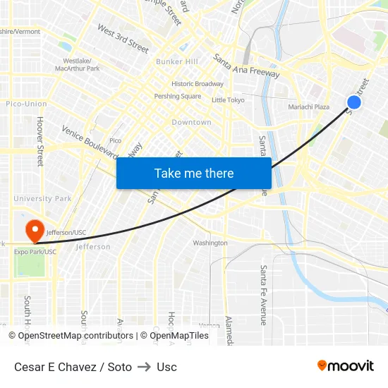 Cesar E Chavez / Soto to Usc map