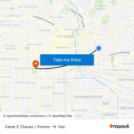 Cesar E Chavez / Fresno to Usc map