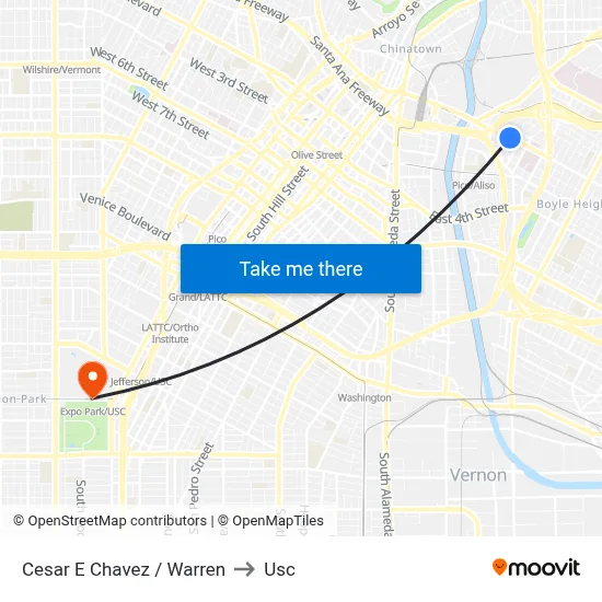 Cesar E Chavez / Warren to Usc map