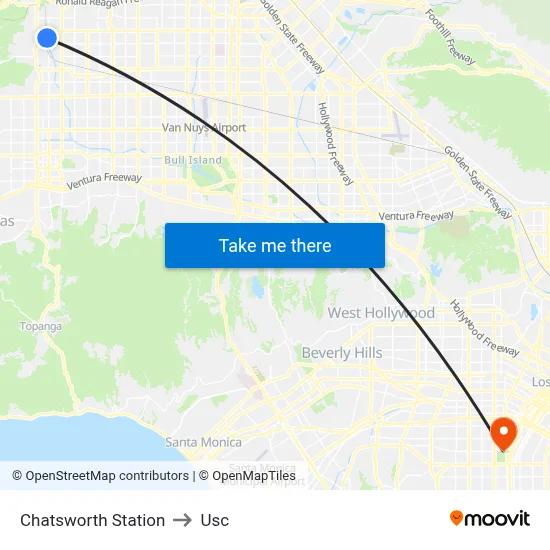 Chatsworth Station to Usc map