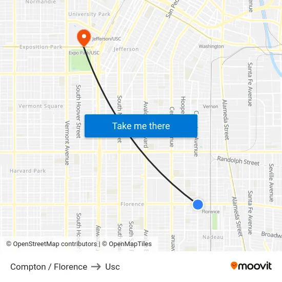 Compton / Florence to Usc map
