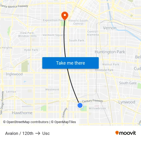 Avalon / 120th to Usc map