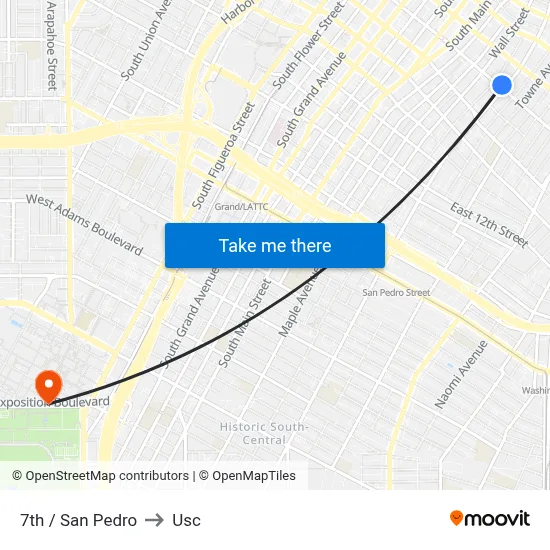 7th / San Pedro to Usc map