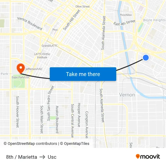 8th / Marietta to Usc map