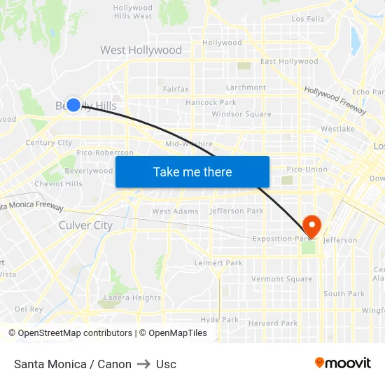 Santa Monica / Canon to Usc map