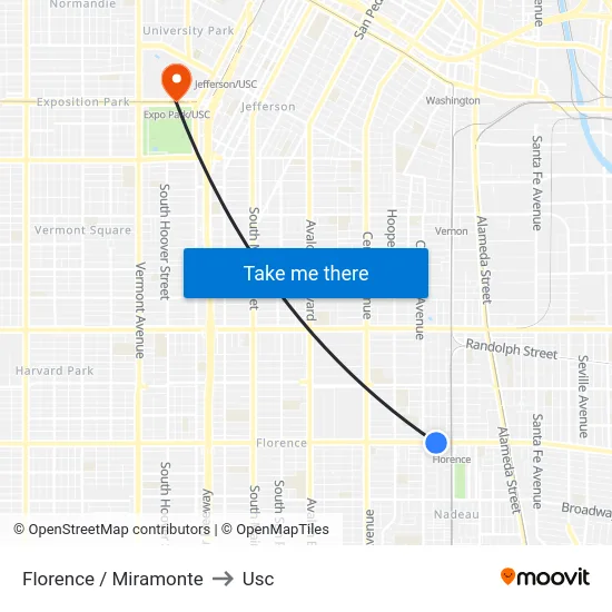 Florence / Miramonte to Usc map