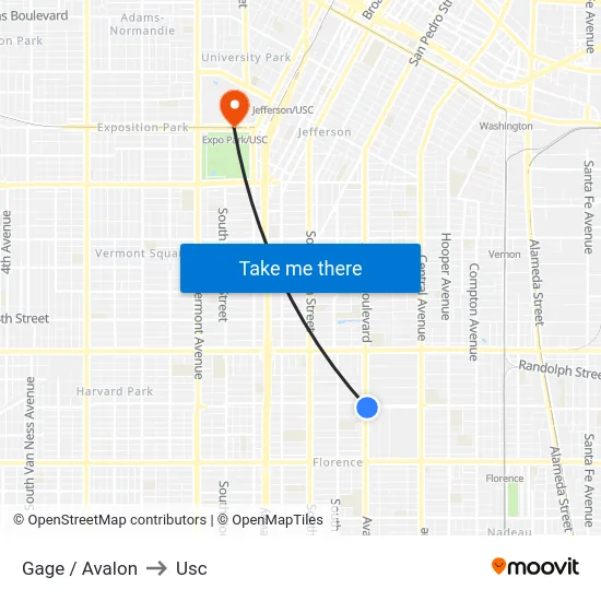 Gage / Avalon to Usc map
