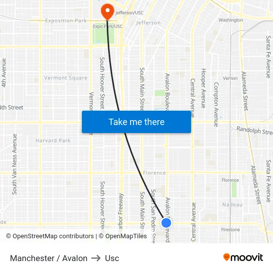 Manchester / Avalon to Usc map