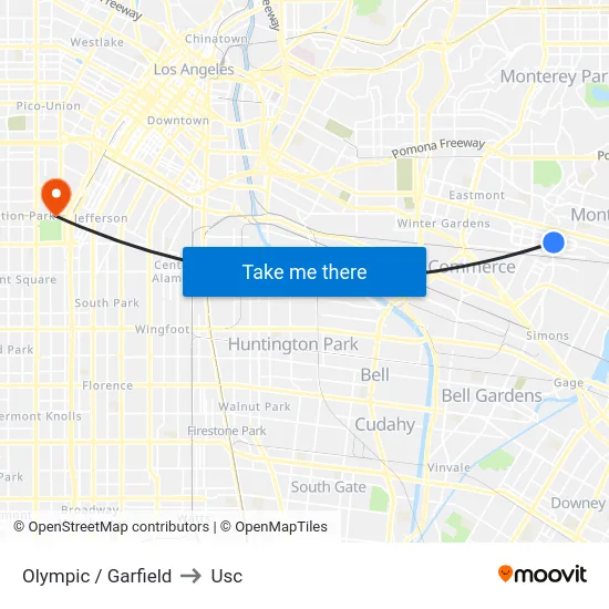 Olympic / Garfield to Usc map