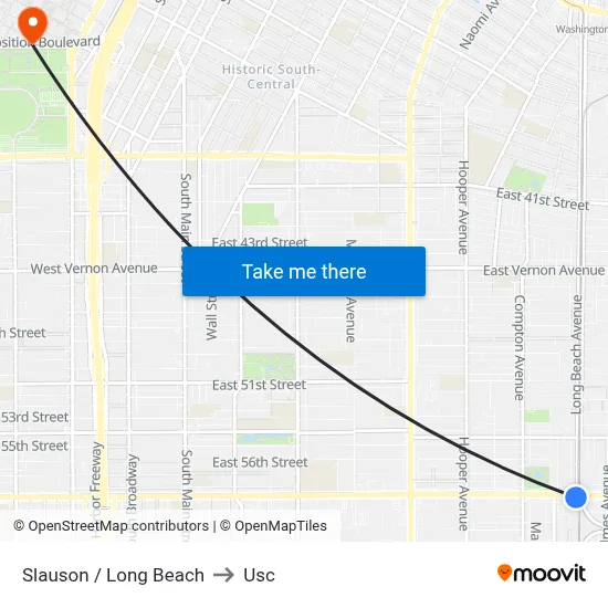 Slauson / Long Beach to Usc map